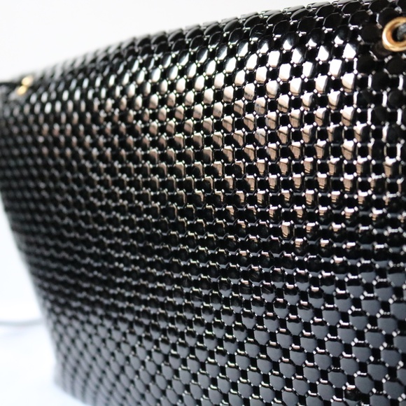 Whiting & Davis Black Mesh Clutch Shoulder Bag Purse Folder Over Tassel - Picture 7 of 14